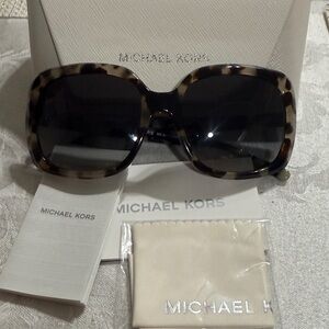 Michael Kors Leopard Print Milky Tortoise/Grey Gradient Sunglasses